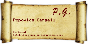 Popovics Gergely névjegykártya